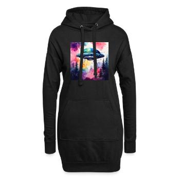 UFO farbig - Hoodie-Kleid - Schwarz - Vorne