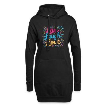 Lebe, Lachen, Liebe - Hoodie-Kleid - Schwarz - Vorne