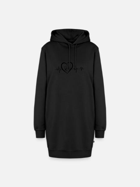 Heartbeat Music Kopfhörer - Hoodie-Kleid - Schwarz