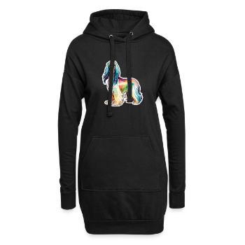 Lévrier afghan aquarelle - Sweat-shirt à capuche long Femme - noir - Devant