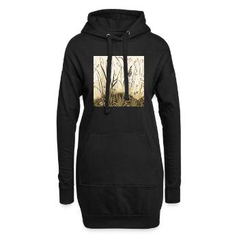 Wildblumenwiese - Hoodie-Kleid - Schwarz - Vorne