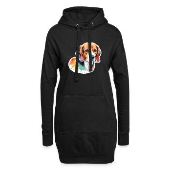 Beagle Aquarelles - Sweat-shirt à capuche long Femme - noir - Devant