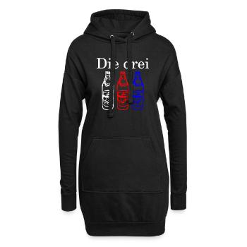 Die Drei Flaschen - hell - Hoodie-Kleid - Schwarz - Vorne
