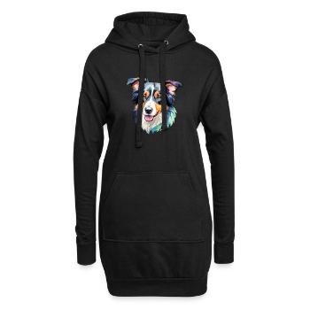 Border Collie Aquarelles - Sweat-shirt à capuche long Femme - noir - Devant