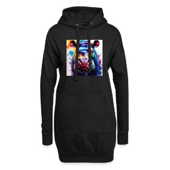 Hippo farbig - Hoodie-Kleid - Schwarz - Vorne