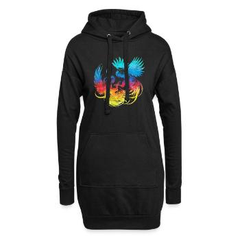 Hahn tup Kampf Tier isoliert buntes Huhn - Hoodie-Kleid - Schwarz - Vorne