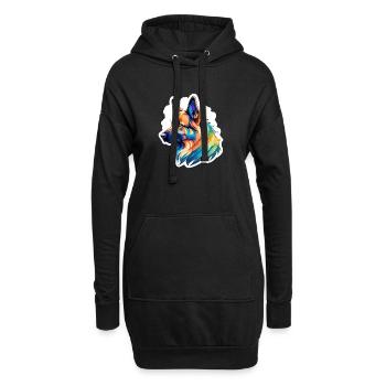 Deutscher Schäferhund Wasserfarben - Hoodie-Kleid - Schwarz - Vorne