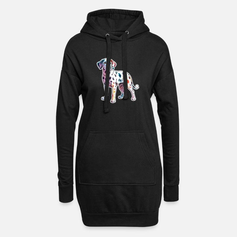 Dalmatiner Wasserfarben - Hoodie-Kleid - Schwarz