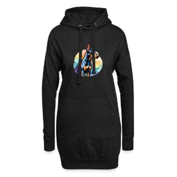 Dobermann Wasserfarben - Hoodie-Kleid - Schwarz - Vorne