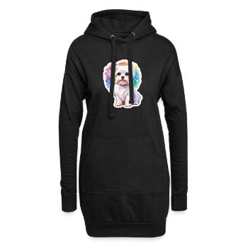 Malteser Wasserfarben - Hoodie-Kleid - Schwarz - Vorne