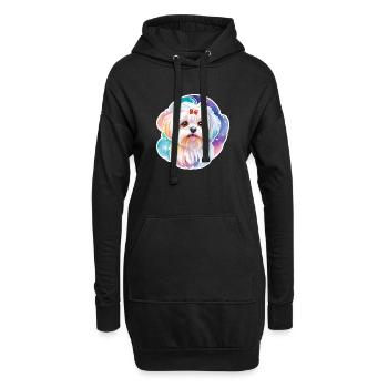 Malteser Wasserfarben - Hoodie-Kleid - Schwarz - Vorne