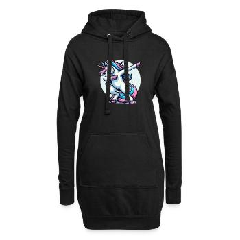 Unicorn Dabbing Einhorn - Hoodie-Kleid - Schwarz - Vorne