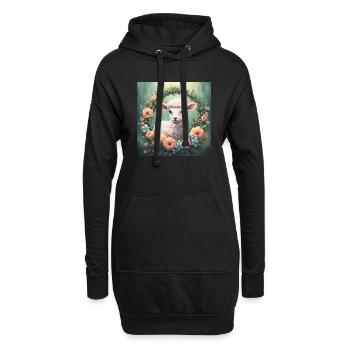 Süße Kawaii Baby Schaf Blumen - Hoodie-Kleid - Schwarz - Vorne
