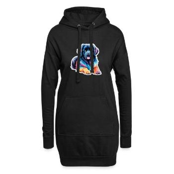 Neufundländer Wasserfarben - Hoodie-Kleid - Schwarz - Vorne