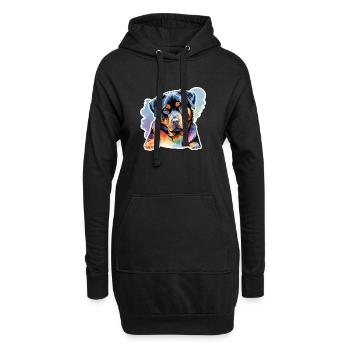 Rottweiler Wasserfarben - Hoodie-Kleid - Schwarz - Vorne
