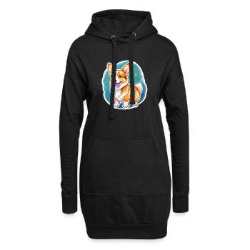 Welsh Corgi Pembroke Aquarelle - Sweat-shirt à capuche long Femme - noir - Devant