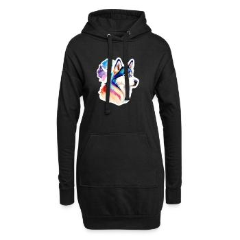 Husky de Sibérie Aquarelles - Sweat-shirt à capuche long Femme - noir - Devant