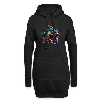 piranha en colère combatif motivation sport - Sweat-shirt à capuche long Femme - noir - Devant
