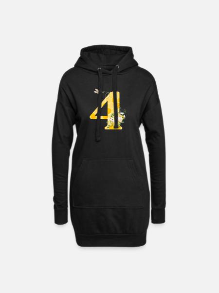 4e anniversaire abeille - Sweat-shirt à capuche long Femme - noir