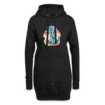 Aquarelles de dragon - Sweat-shirt à capuche long Femme - noir - Devant