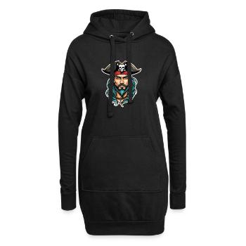 Pirat Neo Traditional Stil - Hoodie-Kleid - Schwarz - Vorne