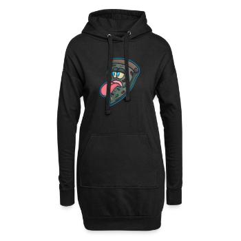 Pizza morceau de pizzeria - Sweat-shirt à capuche long Femme - noir - Devant