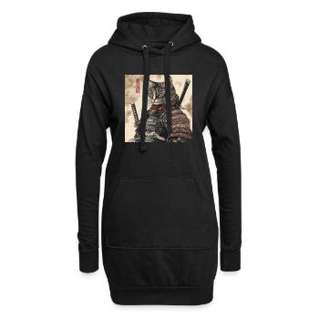 Katze Samurai Japan Ukiyo-E - Hoodie-Kleid - Schwarz - Vorne