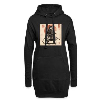 Katze Samurai Japan Ukiyo-E - Hoodie-Kleid - Schwarz - Vorne