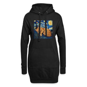 Katze Van Gogh Sternennacht - Hoodie-Kleid - Schwarz - Vorne