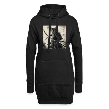 Katze Samurai Japan Ukiyo-E - Hoodie-Kleid - Schwarz - Vorne