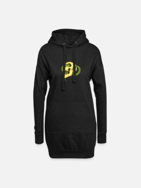 Totenkopf mit Schlange - Hoodie-Kleid - Schwarz