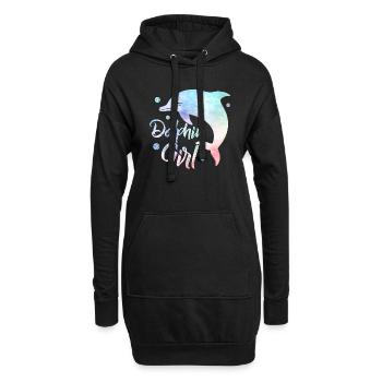 Dauphin Fille Plage Vacances Biologie Marine - Sweat-shirt à capuche long Femme - noir - Devant