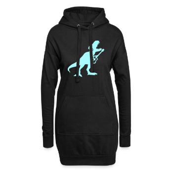 T-Rex Dino Guitare Basse Electro Dinosaure Musique - Sweat-shirt à capuche long Femme - noir - Devant