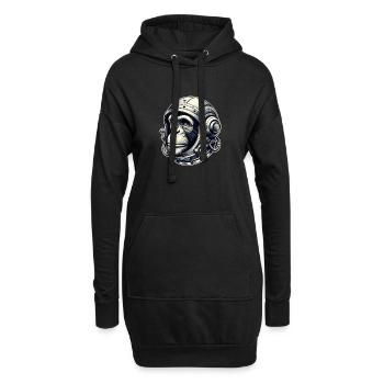 Silver space chimpanzee - Hoodie Dress - black - Front