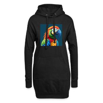 Tropischer Papagei - Hoodie-Kleid - Schwarz - Vorne