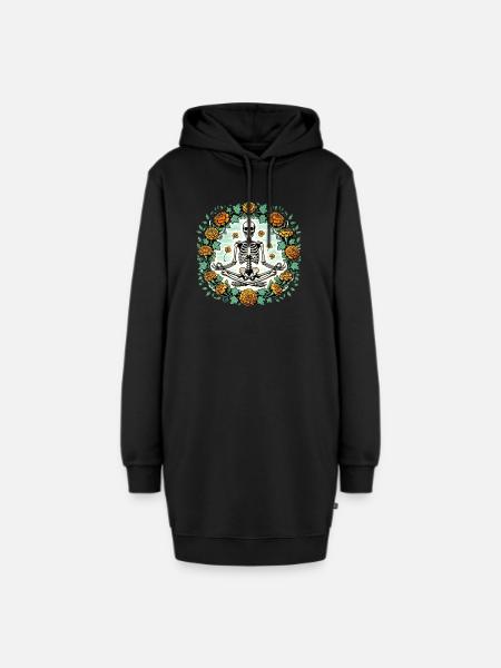 Zen-Modus Skelett - Hoodie-Kleid - Schwarz