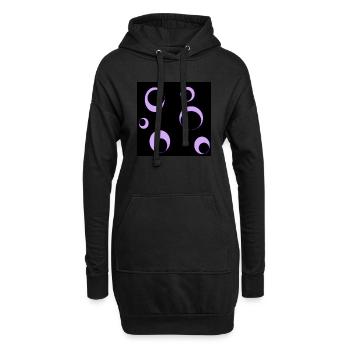 Schwarze Kreise in lila rosa Kreise auf schwarzem Hintergrund - Hoodie-Kleid - Schwarz - Vorne