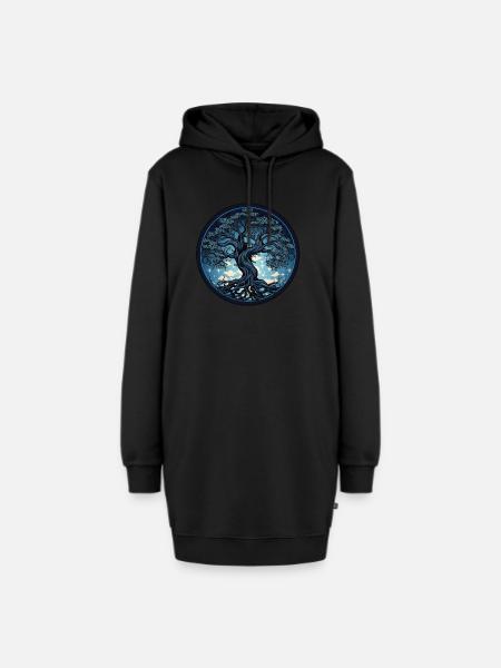 Baum, Ornamentbaum - Hoodie-Kleid - Schwarz