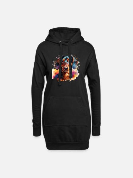 Dachshund - Hoodie Dress - black
