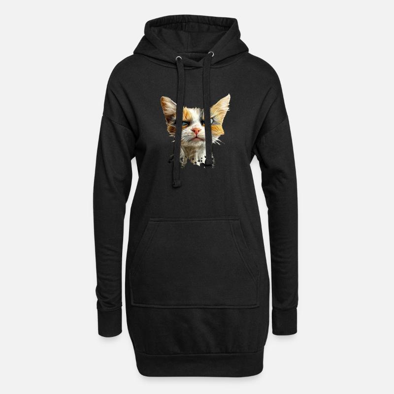 Crumpy Cat - Hoodie-Kleid - Schwarz