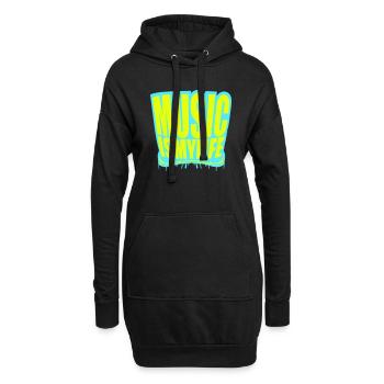 Music is my Life Musik Leben Liebe Spruch Graffiti - Hoodie-Kleid - Schwarz - Vorne