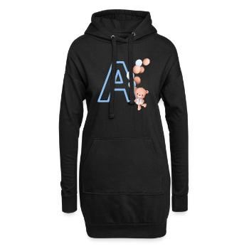 Lettre a bleue ours - Sweat-shirt à capuche long Femme - noir - Devant