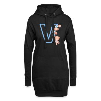 Lettre v bleue ours - Sweat-shirt à capuche long Femme - noir - Devant