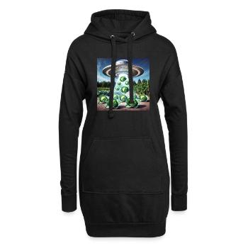 UFO & Kohl - Green Invasion - Hoodie-Kleid - Schwarz - Vorne