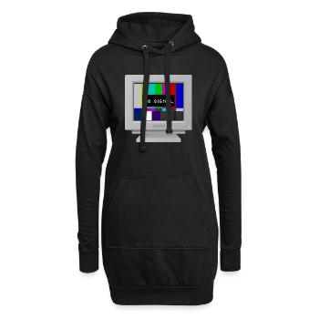 CRT-Design - Kein Signal (Bänder) - Hoodie-Kleid - Schwarz - Vorne