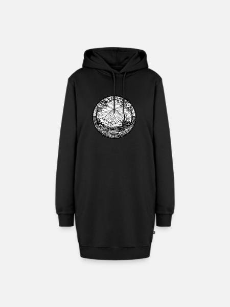 Fuji Schwarz Weiß - Hoodie-Kleid - Schwarz