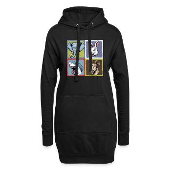 Popart Elefant Hase Hai Ziegenbock Smile Horror - Hoodie-Kleid - Schwarz - Vorne