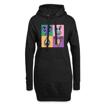 Popart Colorful Elephant Bunny Shark Goat - Hoodie Dress - black - Front