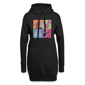 Pop-art Luchs bunt Koala Flamingo Geier Smile - Hoodie-Kleid - Schwarz - Vorne
