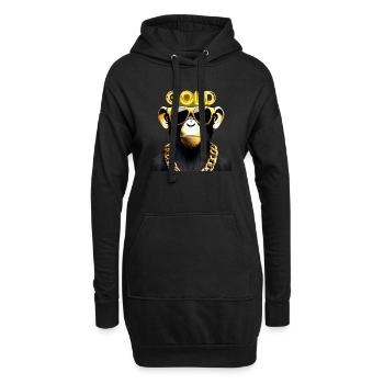 Singe d’or - Sweat-shirt à capuche long Femme - noir - Devant